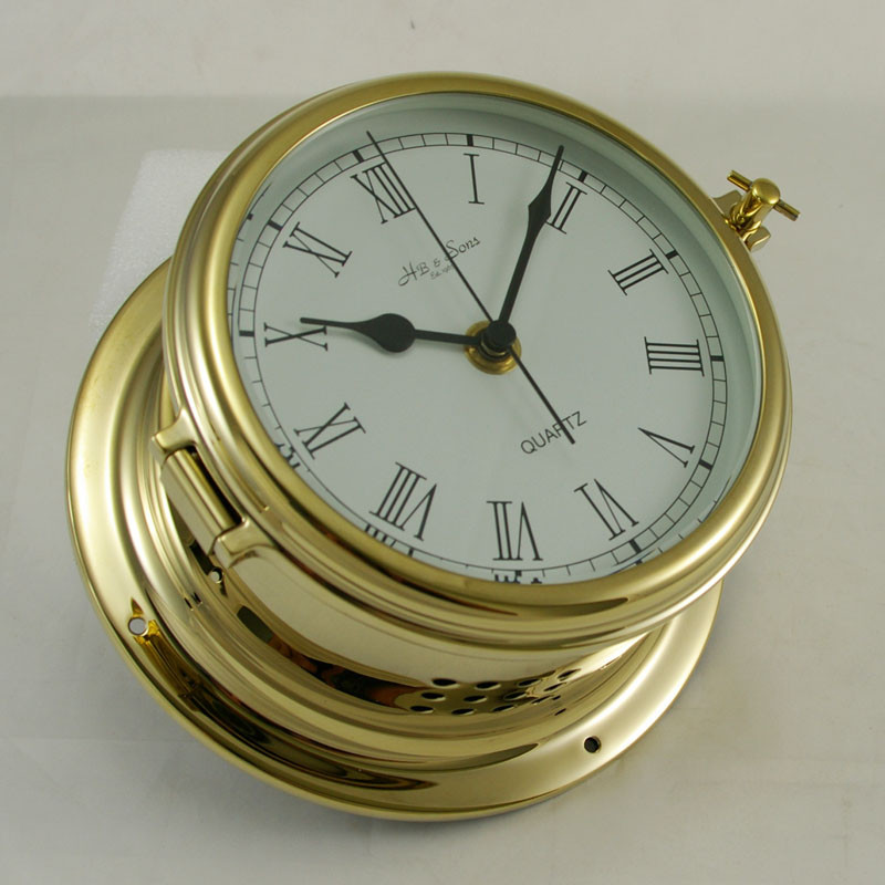 Ship's Clock Solid Brass Nautical Royal Mariner HB & Sons Captains