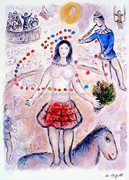 Chagall Danseuse Au Flutiste Signed S/n Giclee W/coa