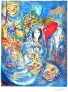 Marc Chagall Bella Fasimile Signed Hand Numbered Lithograph Art!