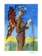 Rare Salvador Dali Signed S/n Ltd Ed Surreal Love W/coa