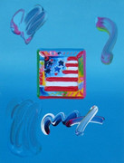 Beautiful Flag, Mixed Media (Acrylic & Lithograph), Peter Max - SIGNED with COA