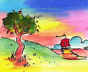 Beautiful Quiet Lake, Ltd Ed Lithograph, Peter Max - SIGNED with COA