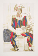 Pablo Picasso Estate Collection Arlequin a la Guitare Hand Signed with COA
