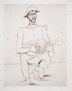 Pablo Picasso Estate Collection Arlequin Moustachu a la Guitare Hand Signed with COA