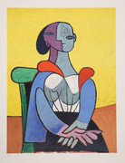 Pablo Picasso Estate Collection Femme A La Chaise Sur Fond Jaune Hand Signed with COA