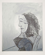 Pablo Picasso Estate Collection Buste De Femme Aux Cheveux Bouchles Hand Signed with COA
