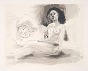 Pablo Picasso Estate Collection Homme Couchee Et Femme Assise Hand Signed with COA
