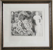 Pablo Picasso, Char Romain, avec ecuyere tombant, femme nue et spectateurs from the 347 Series, Etching  - Signed