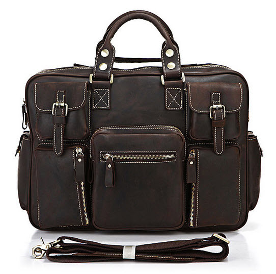 Men's Full Grain Distressed Cowboy Leather Briefcase