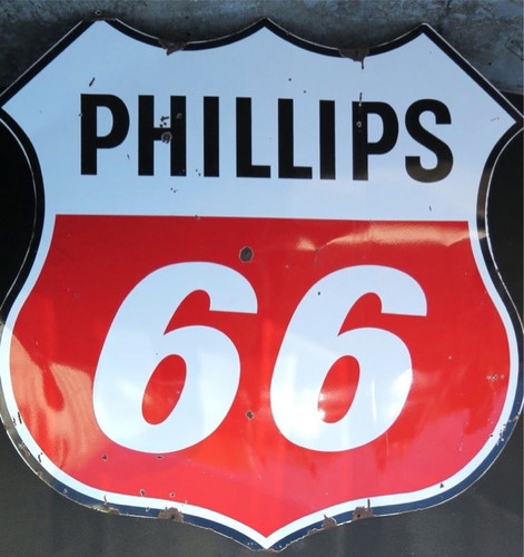 RARE VINTAGE HUGE 6FT AMERICAN PHILLIPS 66 GAS STATION DOUBLE SIDED METAL SIGN