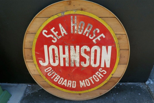 SUPER RARE c1930's / 40s JOHNSON SEA HORSE OUTBOARD MOTOR LARGE ADVERTISING SIGN