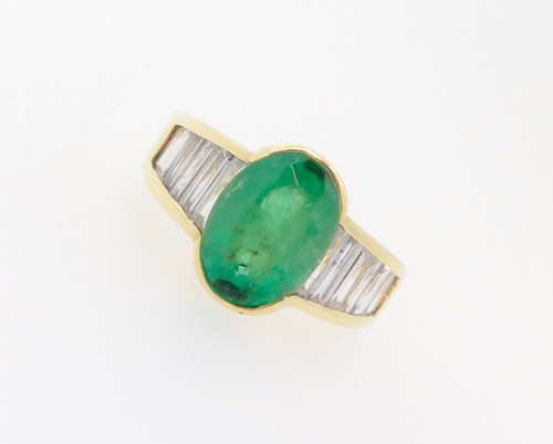 Mid Green 3.39ct Emerald & 2.04ct Diamond 18k Gold Dress Ring Val $14750