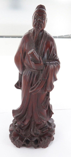Stunning vintage signed Oriental cherrywood statue