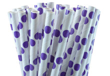 Purple Polka Dot Paper Straws