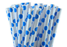 Paper Straws - Royal Blue Dots
