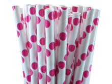 Hot Pink Dots Paper Straws