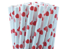 Paper Straws - Red Hearts