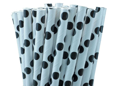 Black Polka Dot Paper Straws