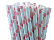 Coral Pink Polka Dot Paper Straws