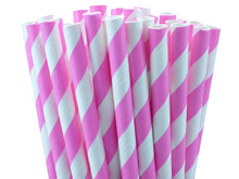 Pink Striped Paper Straws