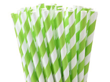 Paper Straws - Lime Green Stripes