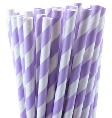 Extra Long Lavender Striped Paper Straws