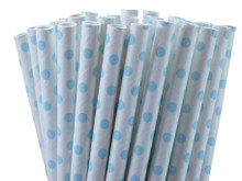 Paper Straws - Aqua Blue Small Dots