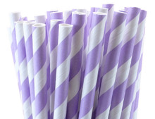 Lavender Striped Paper Straws
