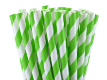Tall Paper Straws - Jasmine Green Stripes 