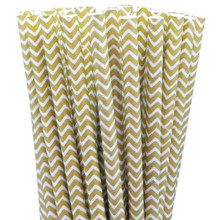 Paper Straws - Gold Chevron