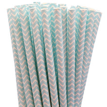 Paper Straws - Baby Blue Chevron