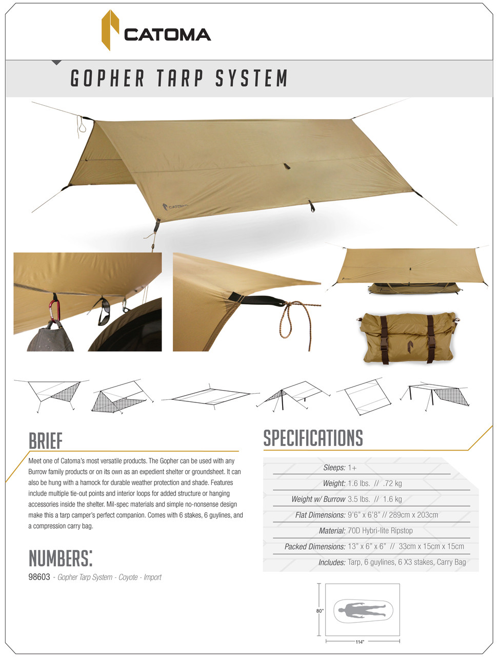 Catoma Tactical Military Gopher Tarp System Coyote