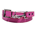 "Brando" PU Double Leather Dog Collar + Leash Set (Hot Pink)