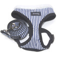 "Captain Pooch" Nautical THICK Stripe Dog Harness + Leash Set (Blue)