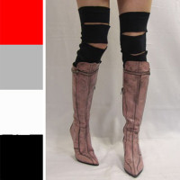 Black Slashed Cotton Leg Warmers 