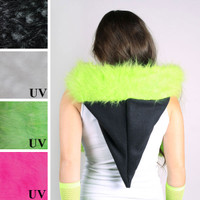 Black and Green Furry Pixie Hood