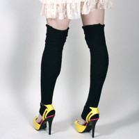 Long Black Wool Leg Warmers