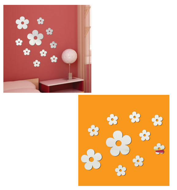 Daisy Flower Mirror Wall Stickers Daisy Flower Mirror Wall Stickers