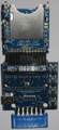 Top view of uIEC/SD with deluxe daughtercard.  2 IEC ports are under the uIEC/SD and the jack on the left side is for USB power.