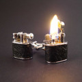 Vintage Style Working Lighter Cufflinks are hand wrapped in black leather