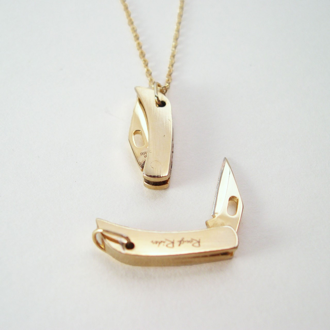 YOU are Sooo Sharp Golden Folding Knife Necklace YOU gNeek, LLC