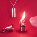 Teeny lighter necklace can be used as a quick candle.