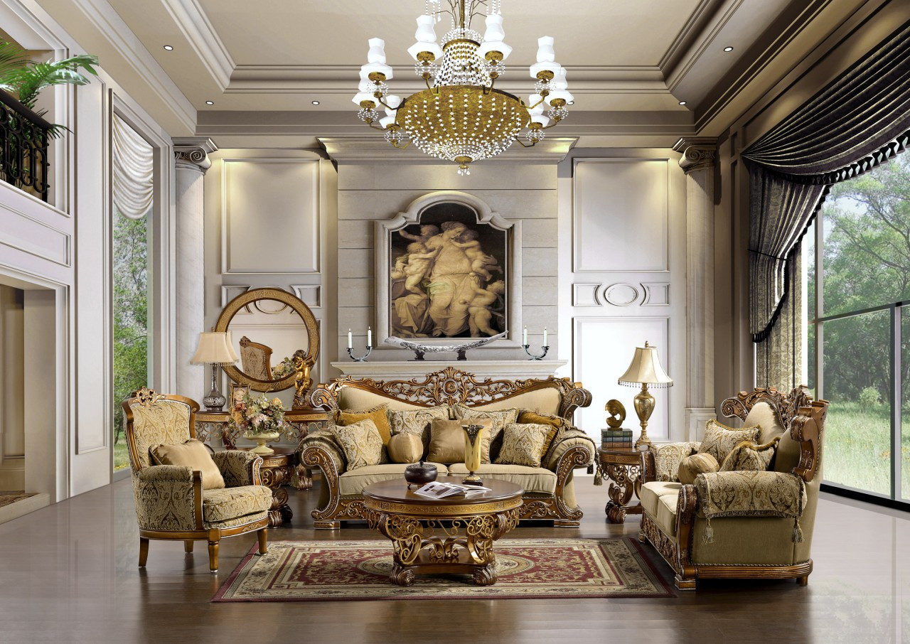 Traditional Living Room Artwork With Gold