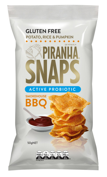 1 x 50gPiranha Snaps Active Probiotic Smokehouse BBQ GLUTEN FREE