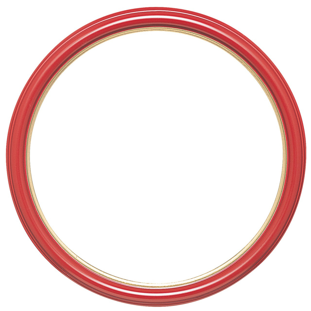 Round Frame In Holiday Red Finish With Gold Lip
