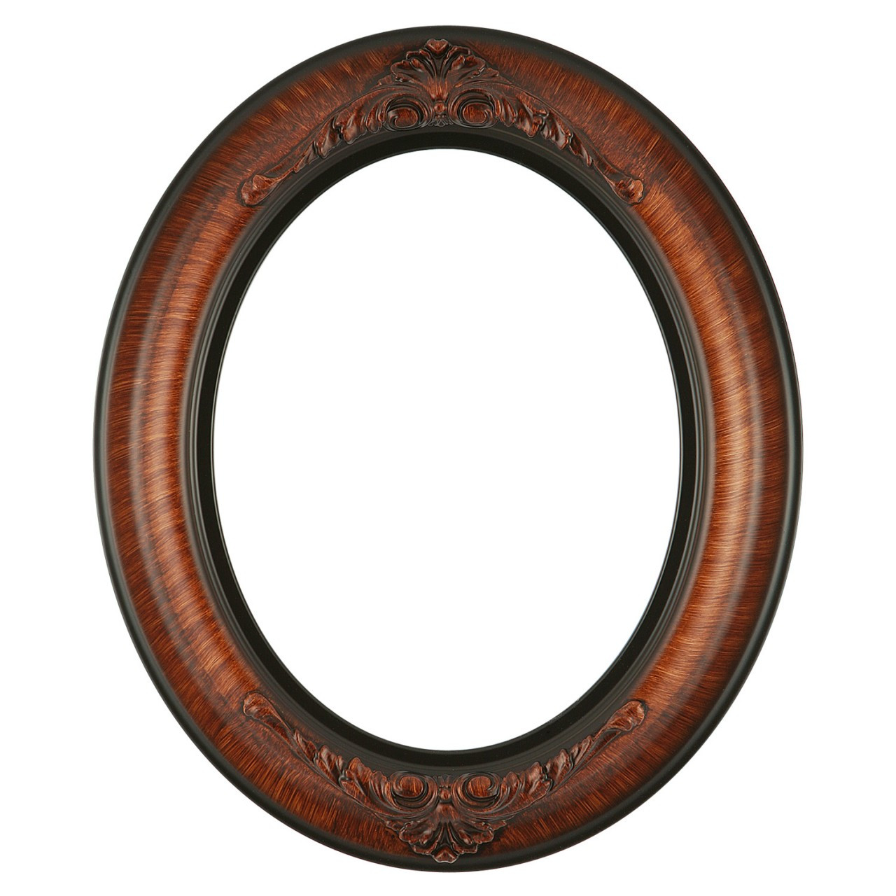 Oval Frame in Vintage Walnut Finish | Antique Stripping on Brown Oval