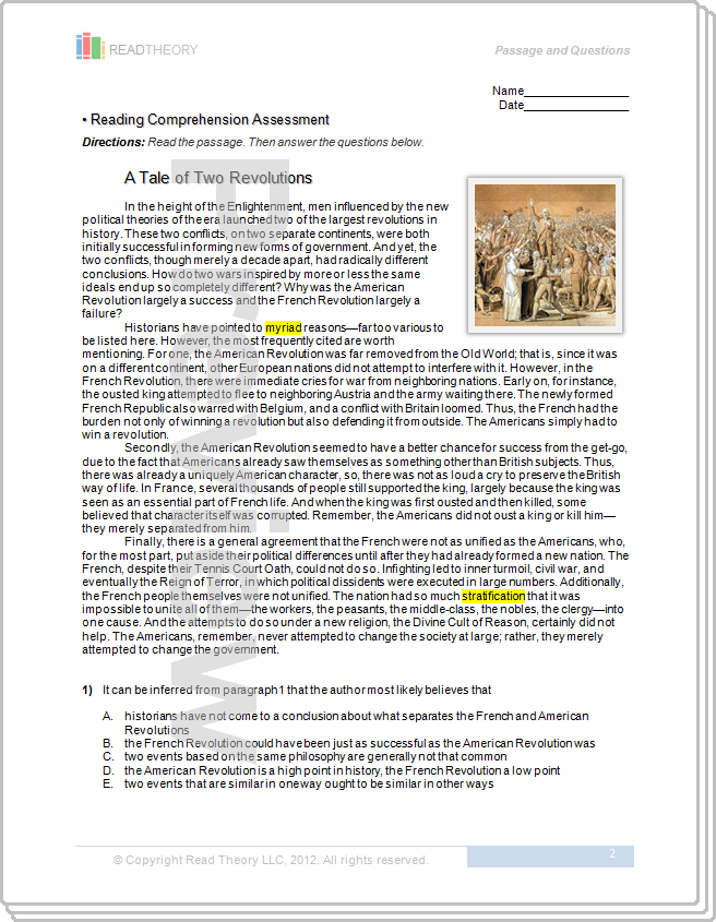 Worksheet Read Theory Worksheets grade 12 page 1 read theory workbooks a tale of two revolutions 12g 1080l