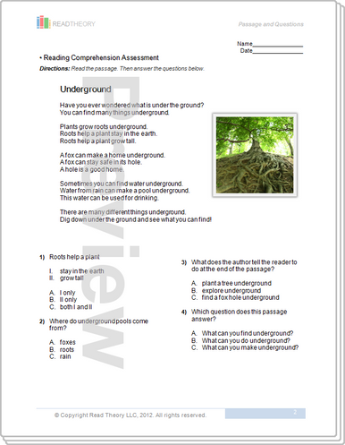 Worksheets Read Theory Llc underground 2g 260l read theory workbooks image 1