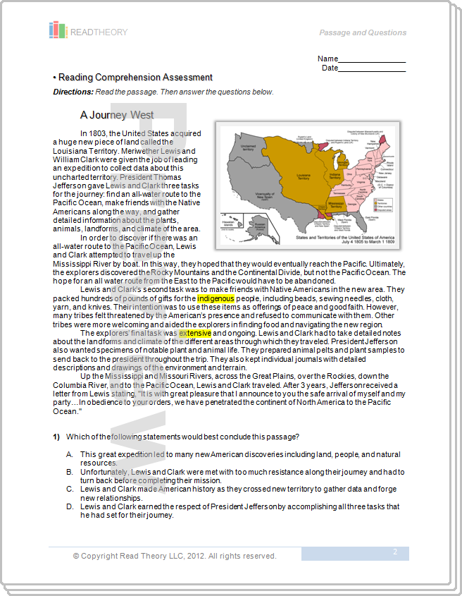 Worksheet Read Theory Worksheets grade 9 page 1 read theory workbooks a journey west 9g 1110l