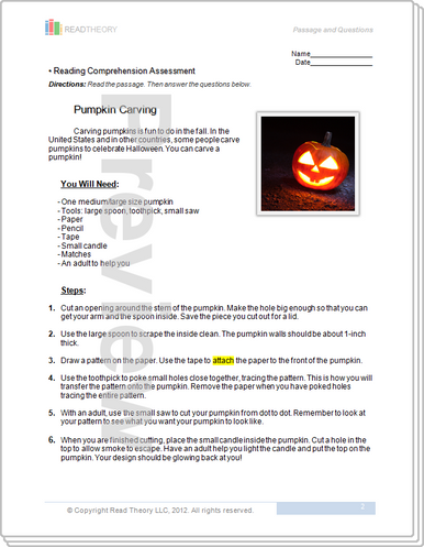 Worksheets Read Theory Llc pumpkin carving 2g 690l read theory workbooks image 1
